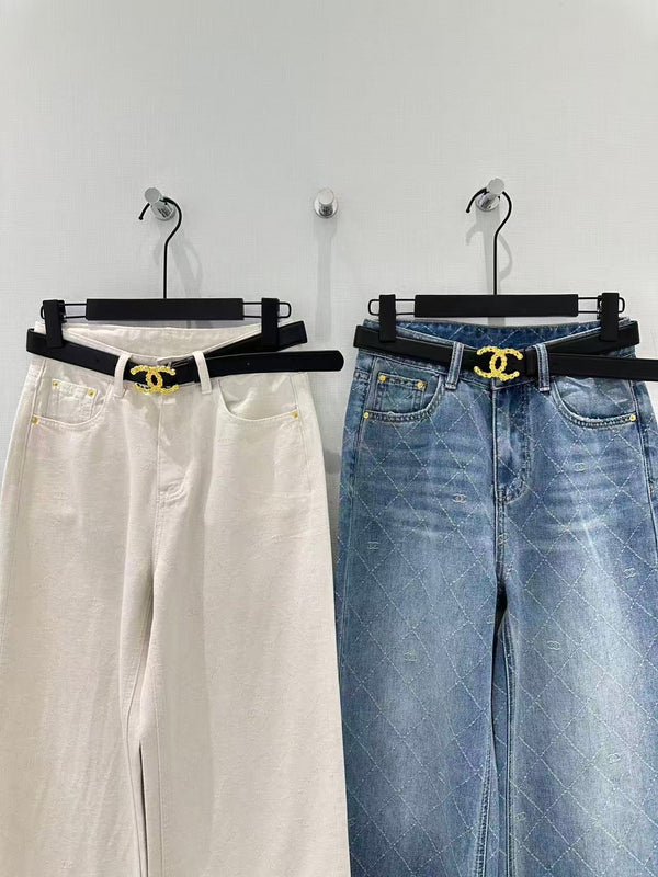 Jean en coton et polyester à motif losanges CC 351233