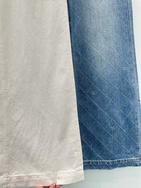Jean en coton et polyester à motif losanges CC 351233