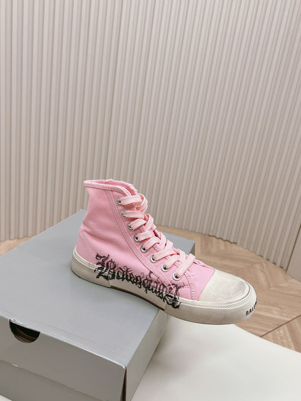 HIGH-TOP SNEAKERS GRAFFITI IN PINK CANVAS