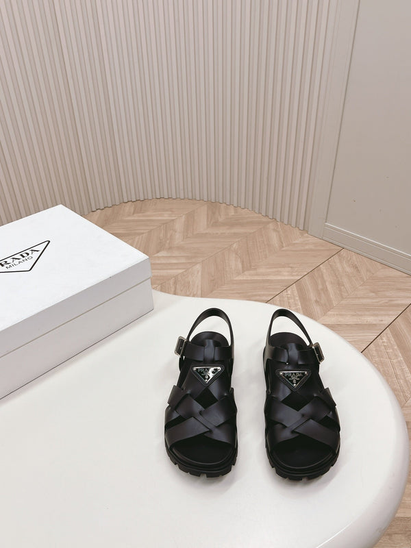 Sandali Pra con cinturini intrecciati 30 neri