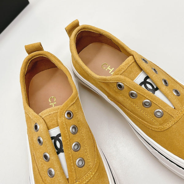 Double C Platform Biscuit Shoes Fabric Amber Yellow