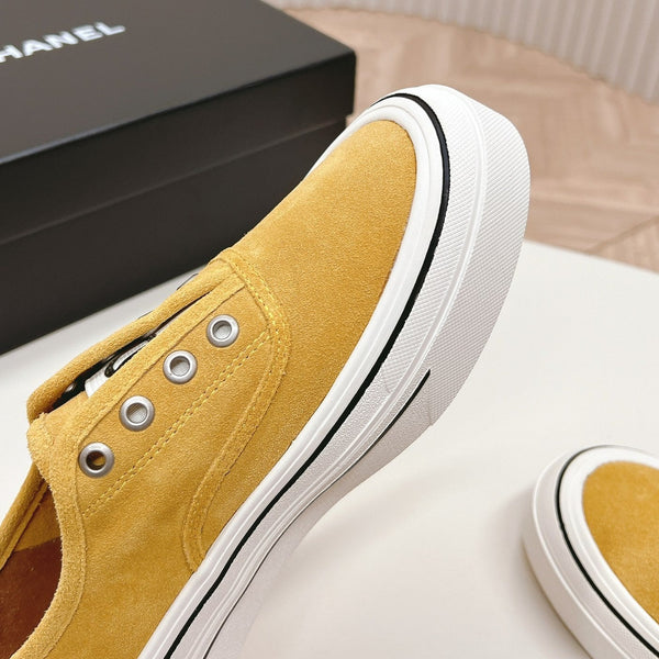 Double C Platform Biscuit Shoes Fabric Amber Yellow