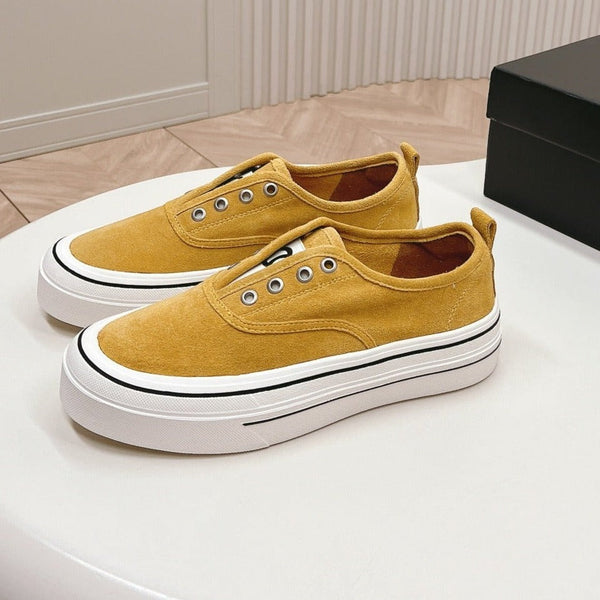 Double C Platform Biscuit Shoes Fabric Amber Yellow