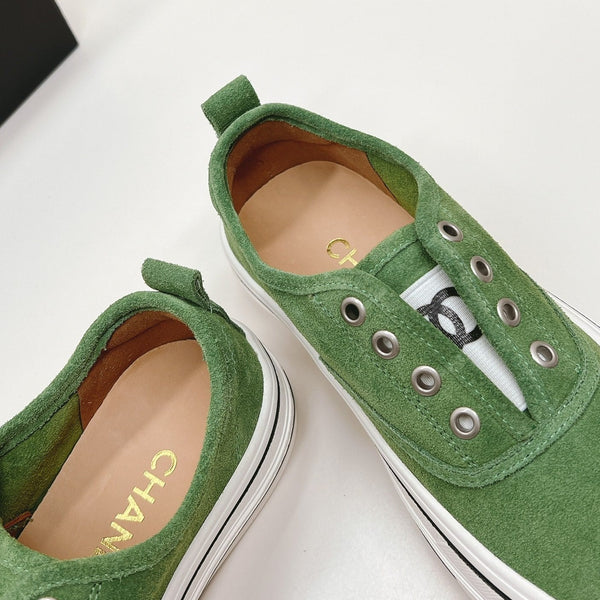 Double C Platform Biscuit Shoes Fabric Cool Green