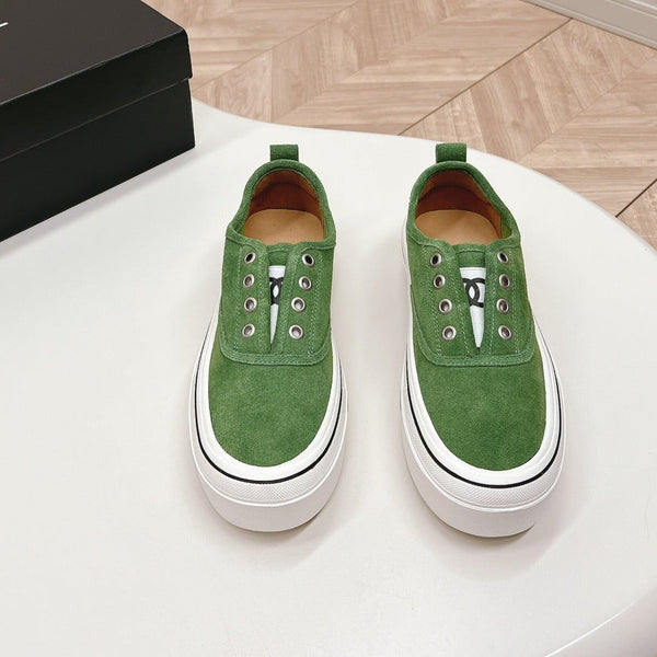 Double C Platform Biscuit Shoes Fabric Cool Green