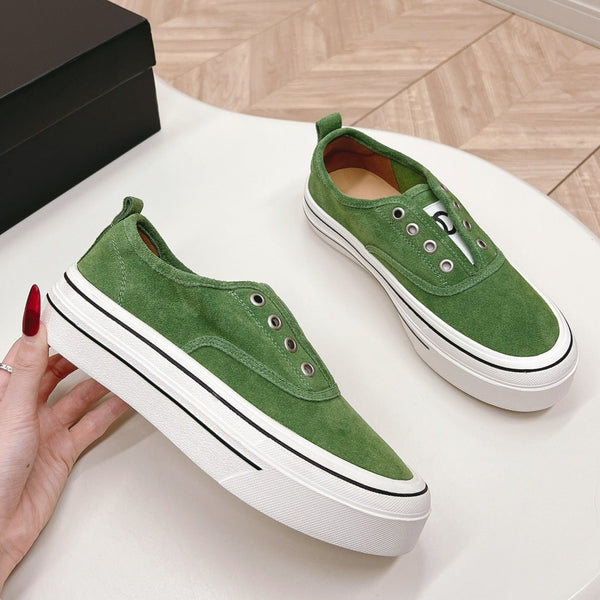 Double C Platform Biscuit Shoes Fabric Cool Green