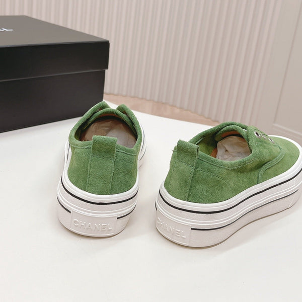 Double C Platform Biscuit Shoes Fabric Cool Green