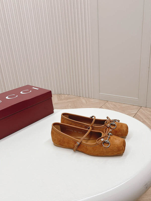GG BALLET FLAT CARAMEL SUEDE