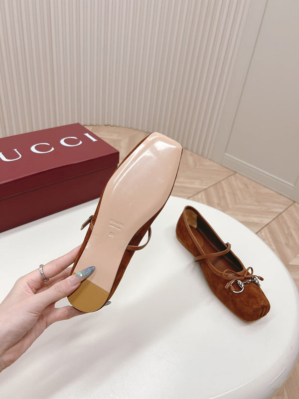 GG BALLET FLAT BROWN SUEDE