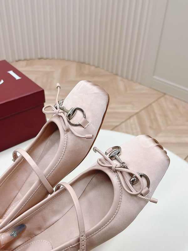 GG BALLET FLAT PASTEL PINK SILK