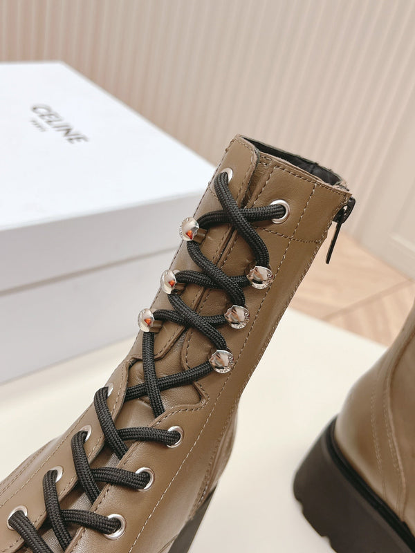 STIVALE TRIOMPHE RANGERS MID CON LACCI IN PELLE DI VITELLO MARRONE CIOCCOLATO