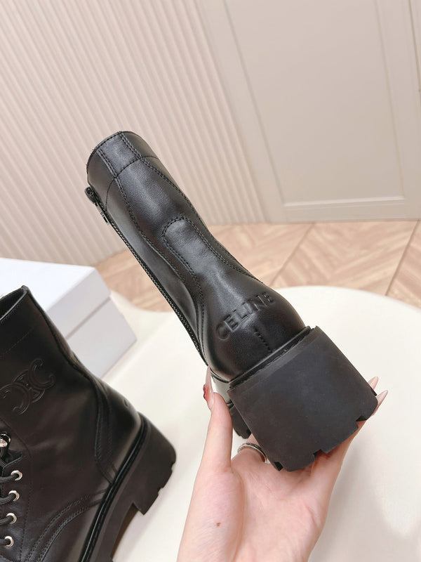 STIVALE TRIOMPHE RANGERS MID CON LACCI IN PELLE DI VITELLO NERA