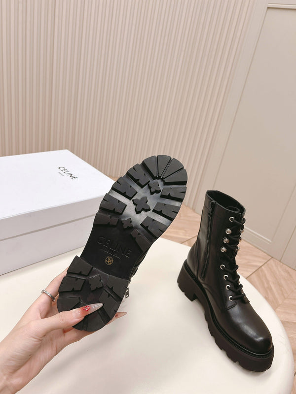 STIVALE TRIOMPHE RANGERS MID CON LACCI IN PELLE DI VITELLO NERA