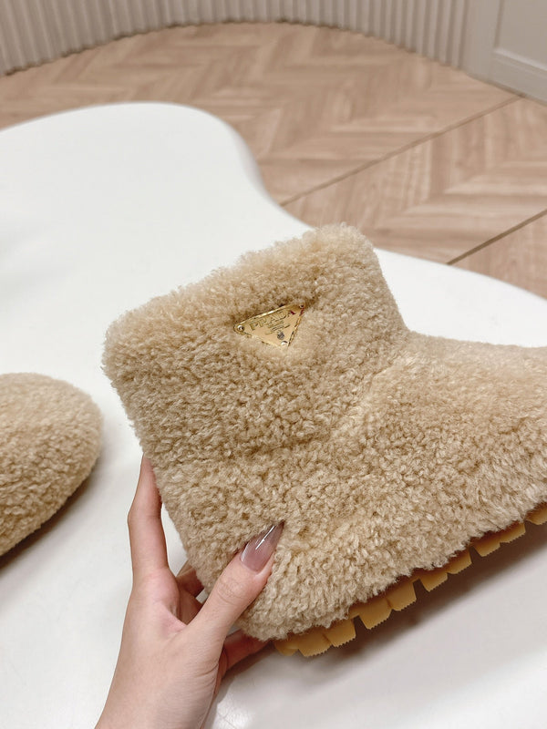 STIVALI DA NEVE IN SHEARLING BEIGE