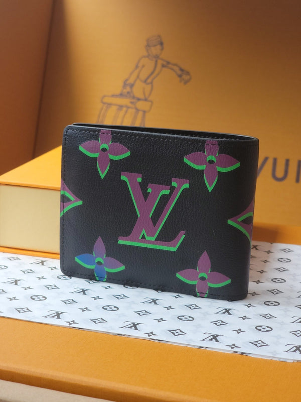 LV M82297 Multiple Wallet Black Borealis Monogram Cowhide