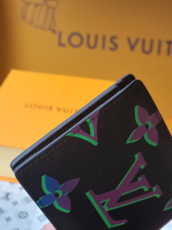 LV M82297 Multiple Wallet Black Borealis Monogram Cowhide