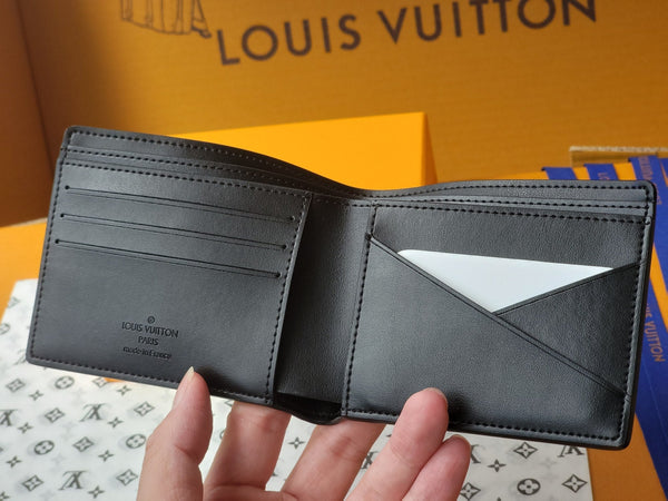 LV M82297 Multiple Wallet Black Borealis Monogram Cowhide