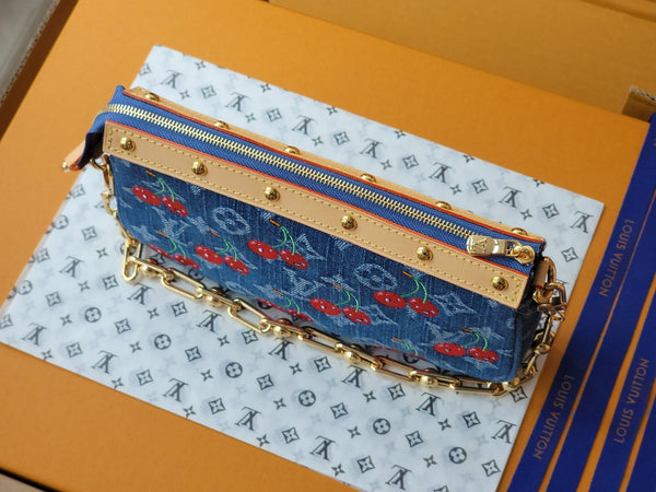 LV x TM M13994 Pochette Accessoires 22cm Blue Monogram Denim With Cherry Motif GHW