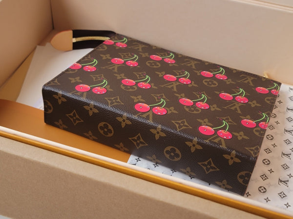 LV x TM M14372 Toiletry Pouch Brown Monogram Canvas With Cherry Motif