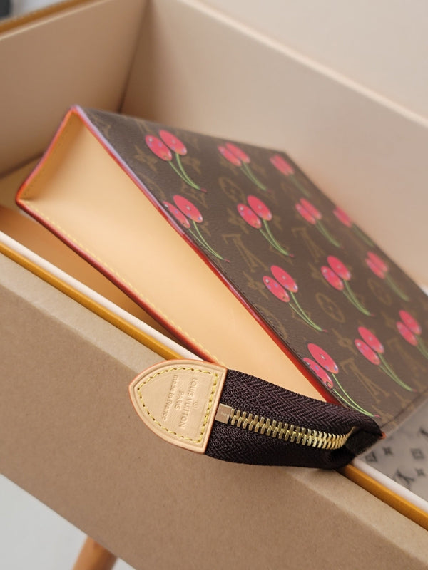 LV x TM M14372 Toiletry Pouch Brown Monogram Canvas With Cherry Motif