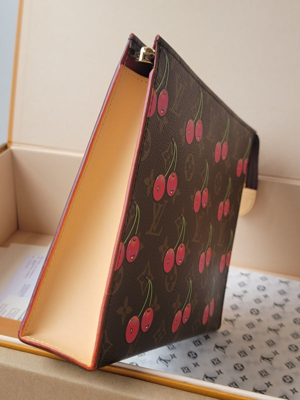 LV x TM M14372 Toiletry Pouch Brown Monogram Canvas With Cherry Motif
