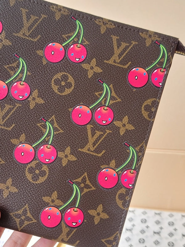 LV x TM M14372 Toiletry Pouch Brown Monogram Canvas With Cherry Motif