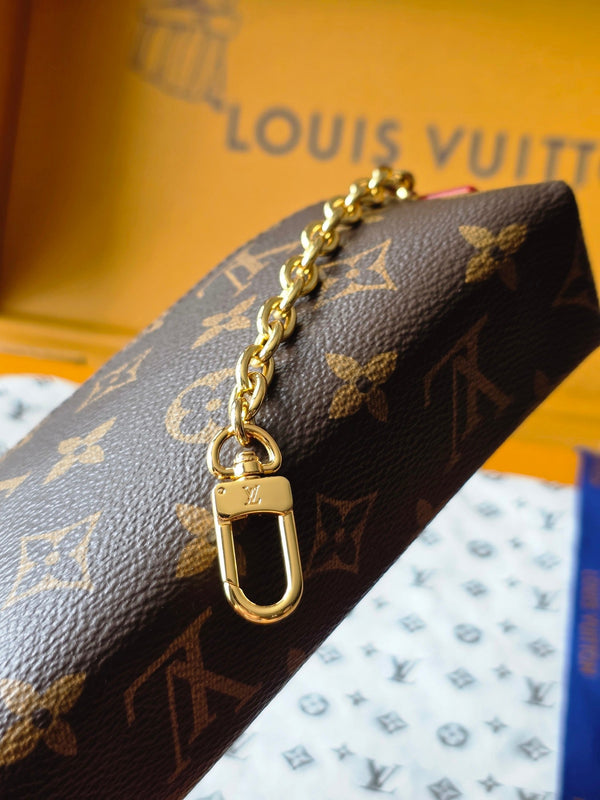 LV M25694 Cosmetic Lipstick Pouch Brown Monogram Canvas & Cowhide GHW