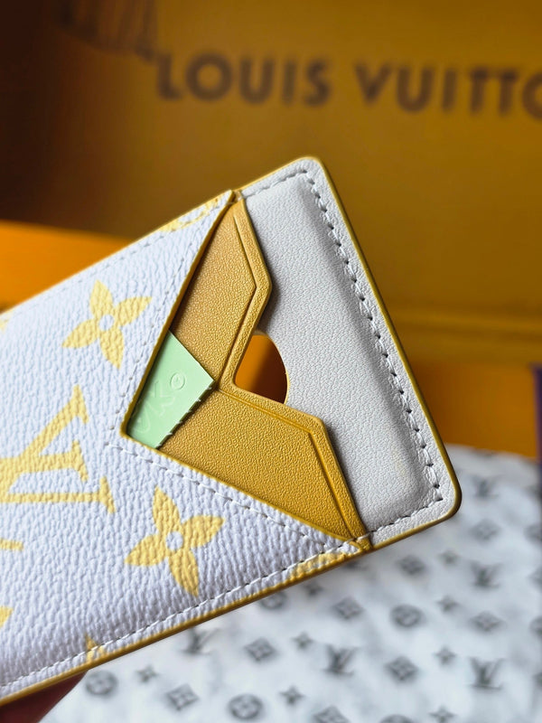 LV M15033 Porte-Cartes Magnet Grigio Giallo Monogram Glow Canvas e Pelle di Vacchetta