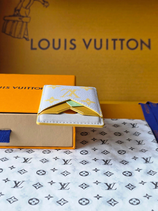 LV M15033 Porte-Cartes Magnet Grigio Giallo Monogram Glow Canvas e Pelle di Vacchetta