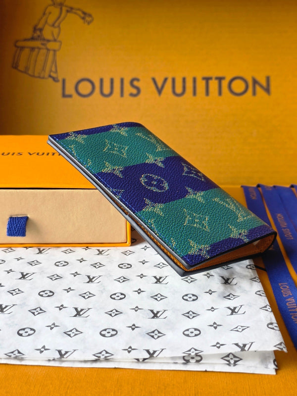 LV M25793 Passport Cover Dark Blue Teal Green Cowhide