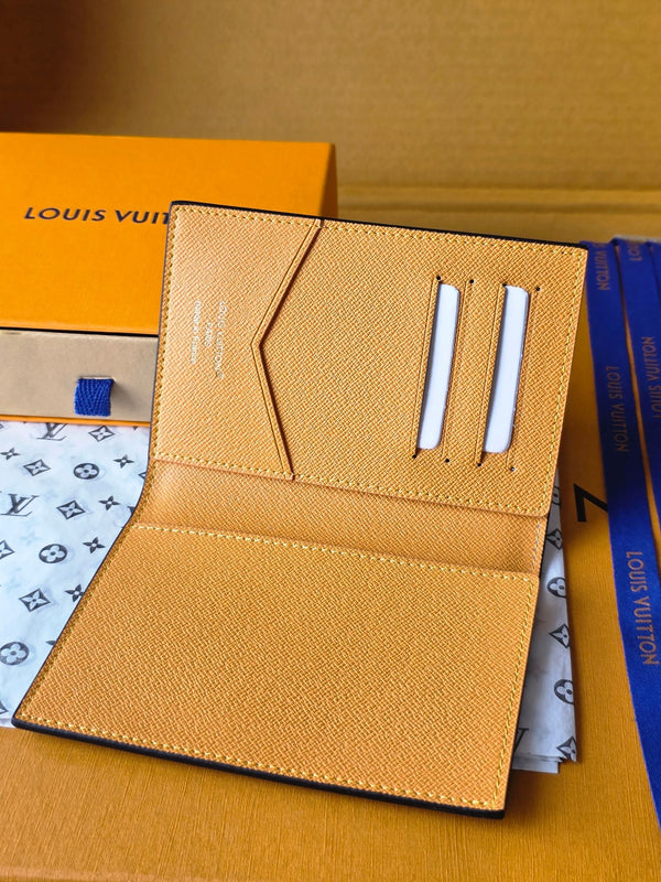 LV M25793 Passport Cover Dark Blue Teal Green Cowhide