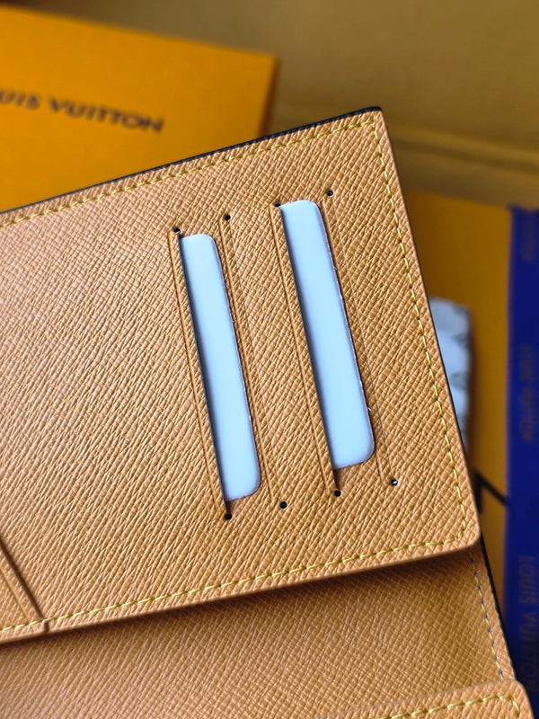 LV M25793 Passport Cover Dark Blue Teal Green Cowhide