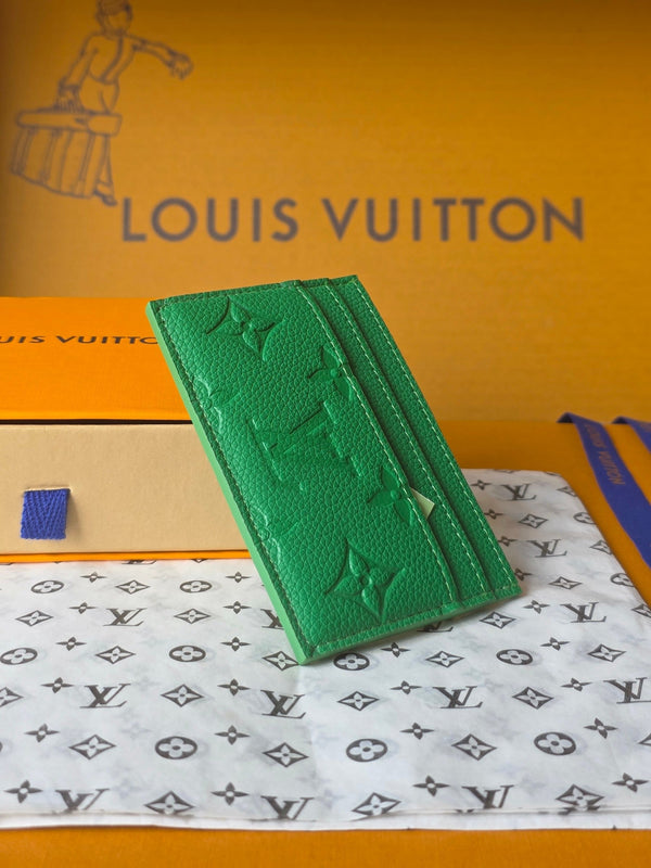 LV M25998 Double Card Holder Bamboo Green Taurillon Monogram leather