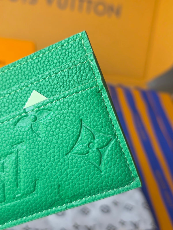 LV M25998 Double Card Holder Bamboo Green Taurillon Monogram leather