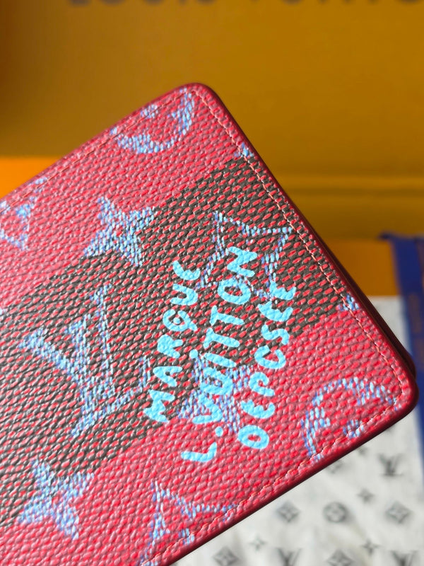 LV M25795 Multiple Wallet Red Black Cowhide