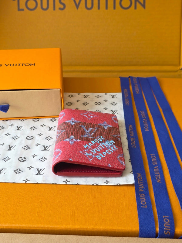 LV Pocket Organizer Rosso Nero Pelle di Vacchetta