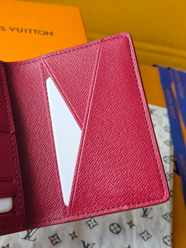 LV Pocket Organizer Rosso Nero Pelle di Vacchetta