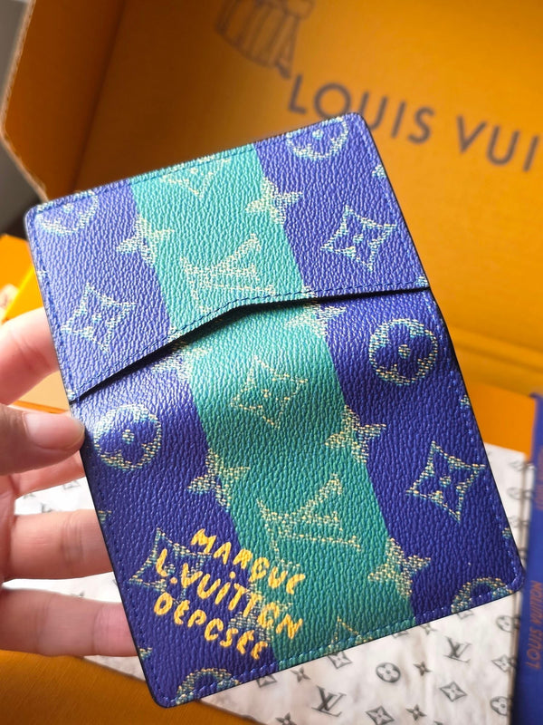 LV Pocket Organizer Dark Blue Teal Green Cowhide