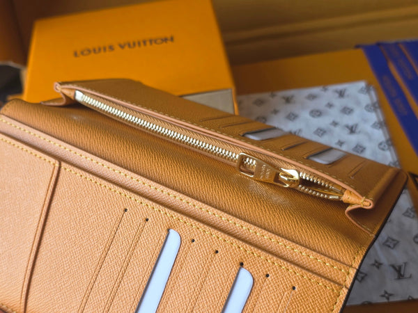 Portafoglio LV Brazza in pelle di vacchetta blu scuro verde acqua