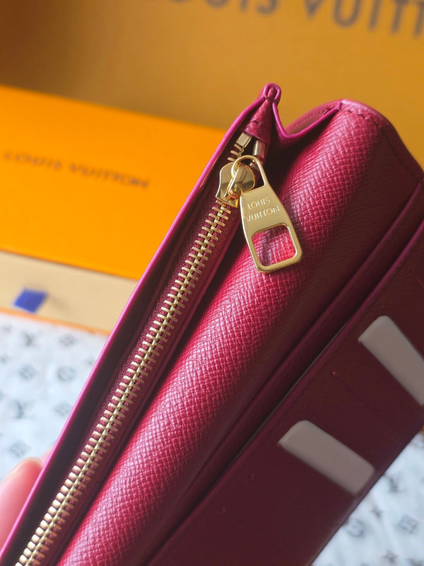 Portafoglio LV Brazza in pelle di vacchetta rossa e nera