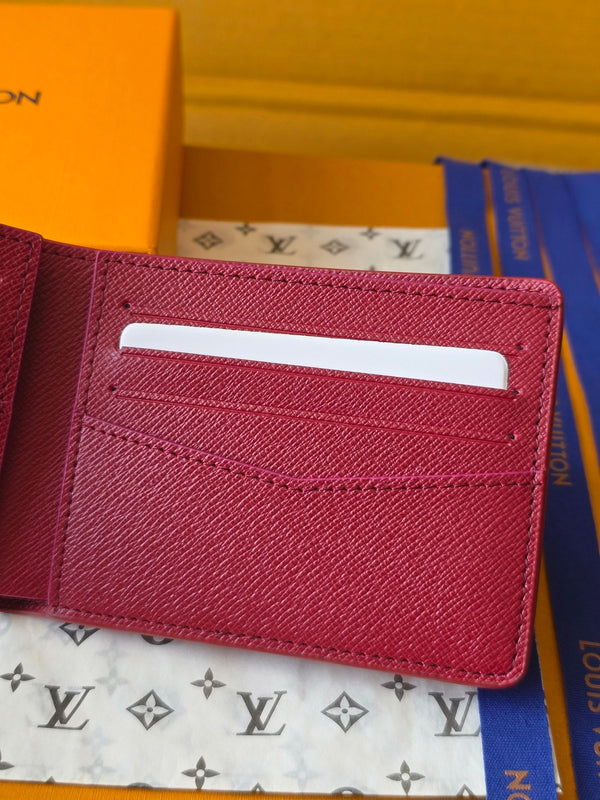 LV M25795 Multiple Wallet Red Black Cowhide