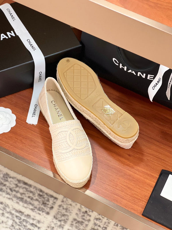 cc espadrillas beige panno di lana beige pelle di agnello
