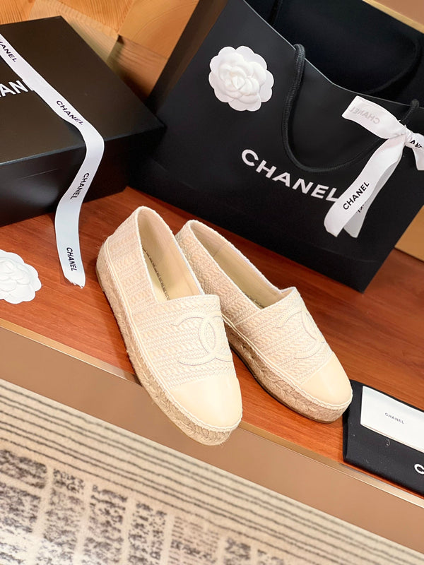 cc espadrillas beige panno di lana beige pelle di agnello