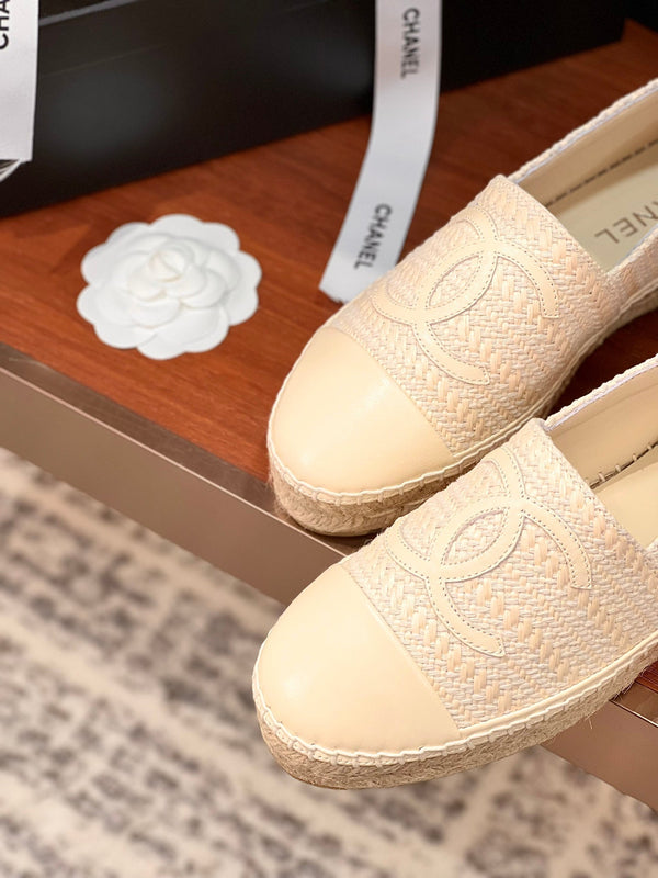 cc espadrillas beige panno di lana beige pelle di agnello