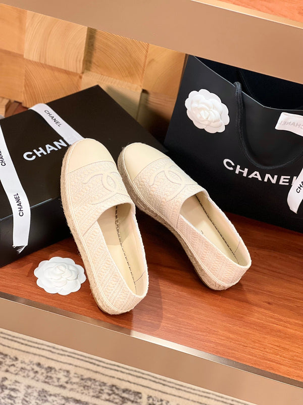 cc espadrillas beige panno di lana beige pelle di agnello
