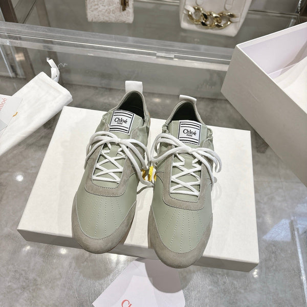 Chloe ballet flat casual shoes light sage green cowhide 518813