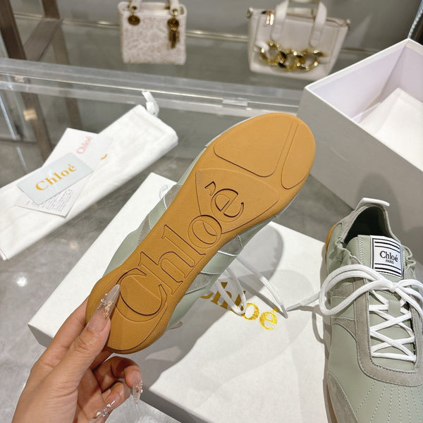 Chloe ballet flat casual shoes light sage green cowhide 518813