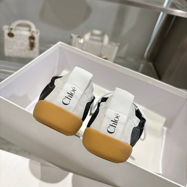 Chloe ballet flat casual shoes black white cowhide 518814