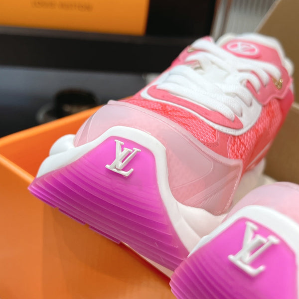 LV Run 55 Sneaker 50mm Red Pastel Monogram Jacquard Fabric