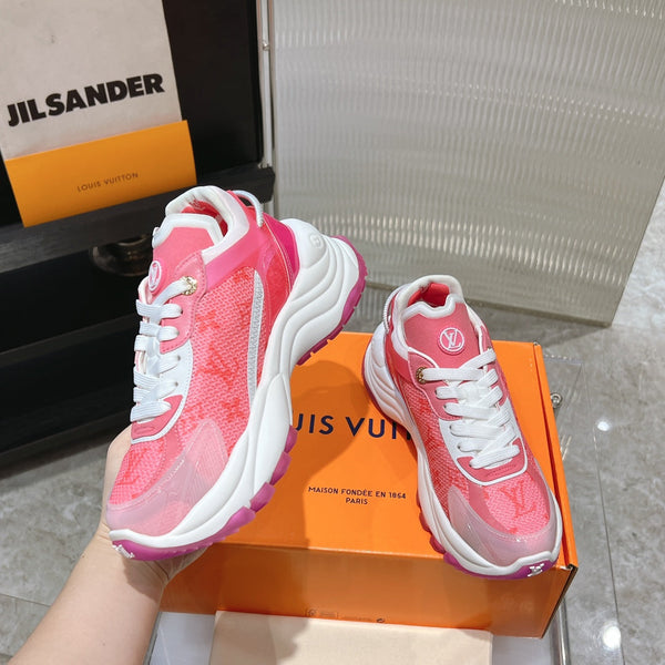 LV Run 55 Sneaker 50mm Red Pastel Monogram Jacquard Fabric